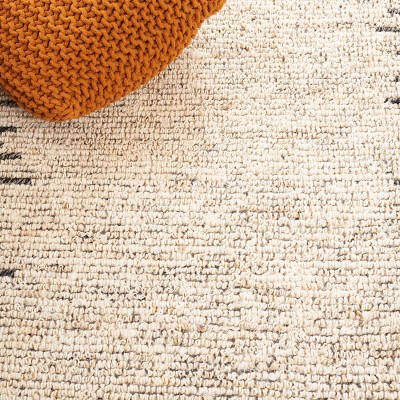 Bleach and Black Handmade Jute Wool Square Area Rug 6'x6'