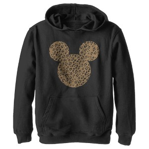 Boy's Disney Mickey Mouse Cheetah Print Silhouette Pull Over Hoodie - 1 of 4