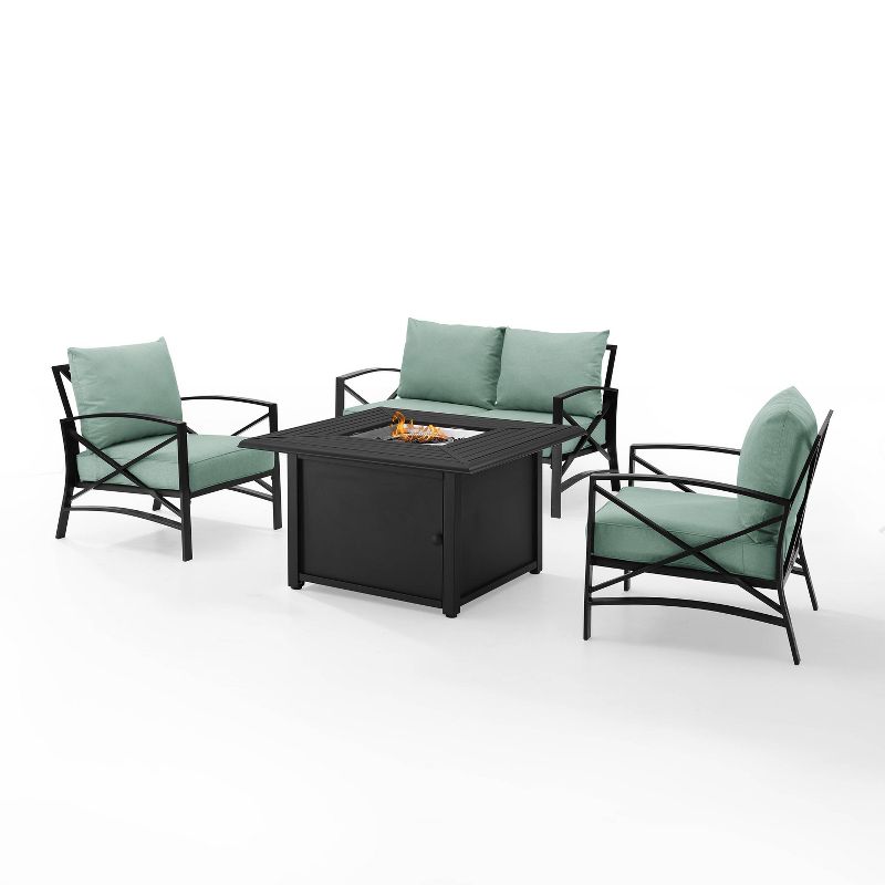 Kaplan 4pc Outdoor Conversation Set with Dante Fire Table - Mist - Crosley, 1 of 17