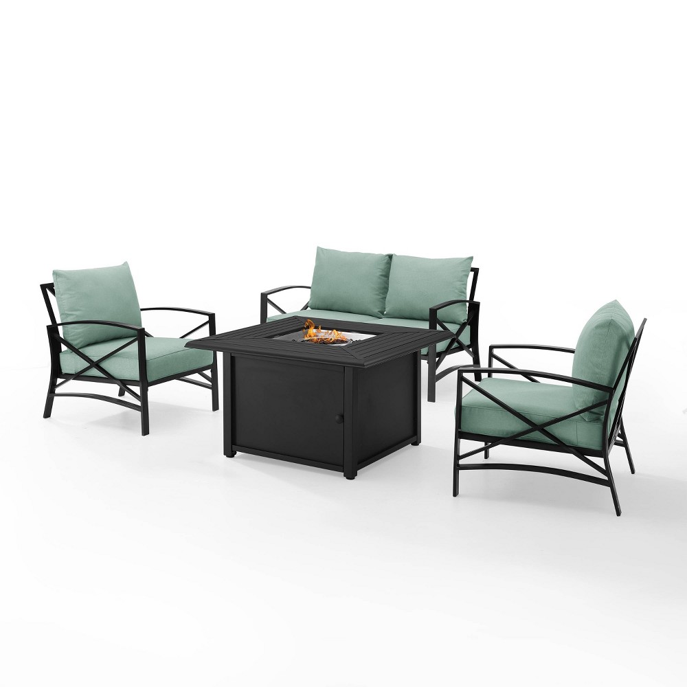 Photos - Garden Furniture Crosley Kaplan 4pc Outdoor Conversation Set with Dante Fire Table - Mist  