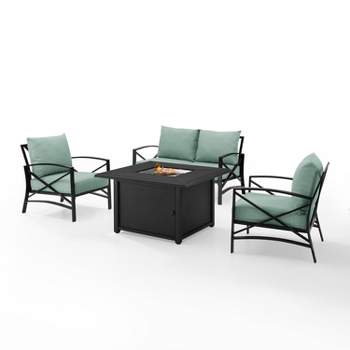 Kaplan 4pc Outdoor Conversation Set with Dante Fire Table - Mist - Crosley