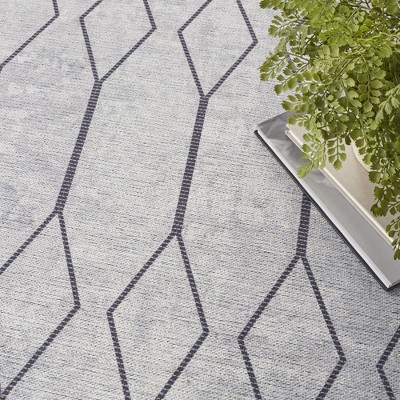 Ivory and Grey Geometric Washable Rectangular Rug