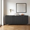 SAINTCY 68" Mid-Century Modern Fluted Sideboard Cabinet with 4 Doors, LED Lights, Adjustable Shelves – Wine/Coffee Bar & Dining/Living Room Storage - 3 of 4