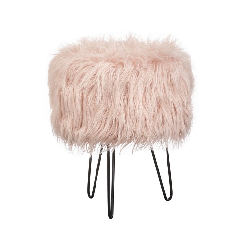 pink fur stool cover