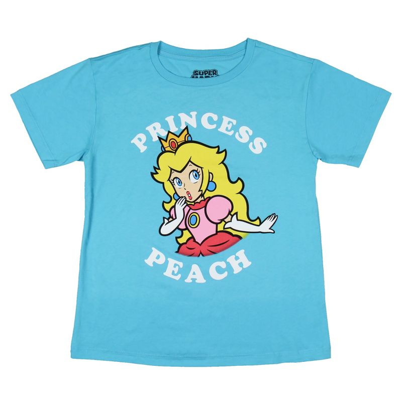 Nintendo Super Mario Boys' Princess Peach Graphic Print T-Shirt Kids, 1 of 4