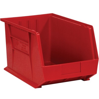 Box Partners Plastic Stack & Hang Bin Boxes 16" x 11" x 8" Red 4/Case BINP1611R