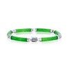 Bella Silver Sterling Silver Jade Curved Bar Link Bracelet - Green - 7.5 Inch - 2 of 3