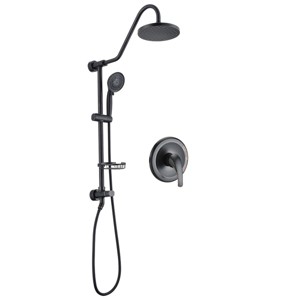 PROOX 5-Spray Round Wall Bar Shower Kit with Hand Shower with Adjustable Soap Basket - 1 of 4