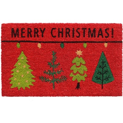 RugSmith Multi Machine Tufted Christmas Tree Merry Christmas Doormat