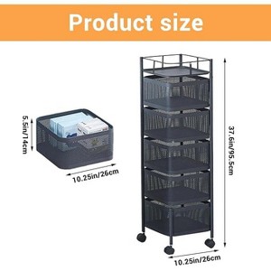 5 Tier Rotating Kitchen Storage Rack, Metal Mesh Kitchen Trolley Cart with Top Lid, Storage on Rolling Wheels for Fruit Vegetable Grocery Storage - 1 of 4