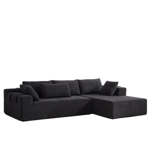 TiramisuBest 108" L Shaped Sectional Sofa Chenille Upholstered Modular 4 Seat Convertible Couch Set Seating 6 Pillows Living Room Left /Right Side - 1 of 4