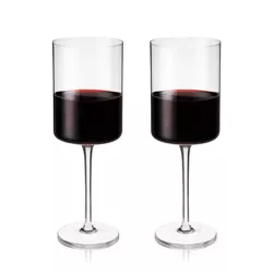 Viski Laurel Red Wine Glasses Lead-Free Crystal Stemmed Tumblers Glassware for Wine or Cocktails, Top Rack Dishwasher Safe, 18 Oz, Set of 2
