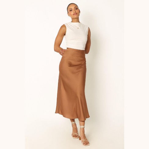 Shine Logo Waistband A-Line Midi Skirt