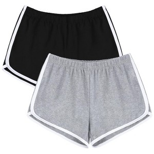 FIONECA Women's Cotton Gym Yoga Summer Running Active Dance Elastic Shorts, Pack of 2 - 1 of 4