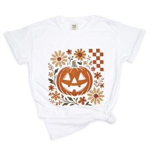 Pumpkin Floral Grunge - Garment Dyed Tee - 1 of 2