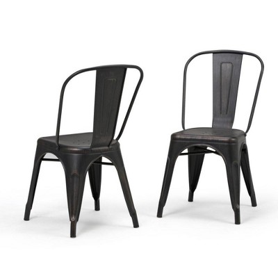 WyndenHall Set of 2 Freya Metal Dining Chairs