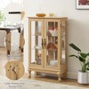 KTMBDW Cabinet with Glass Doors, Wood Display Cabinet with Mirrored Back Panel and Adjustable Shelves for Living Room (Light Bulb Included) - 3 of 4