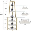VECELO 69 in. Corner Shelf, 6-Tier Industrial Bookshelf with Metal Frame, Tall Plant Stand with Open Shelves for Small Space, Brown/Gold - 3 of 4