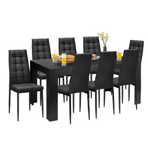 Costway 9pcs Dining Set Wood Table and 8 Fabric Chairs Home Kitchen Modern - 1 of 4