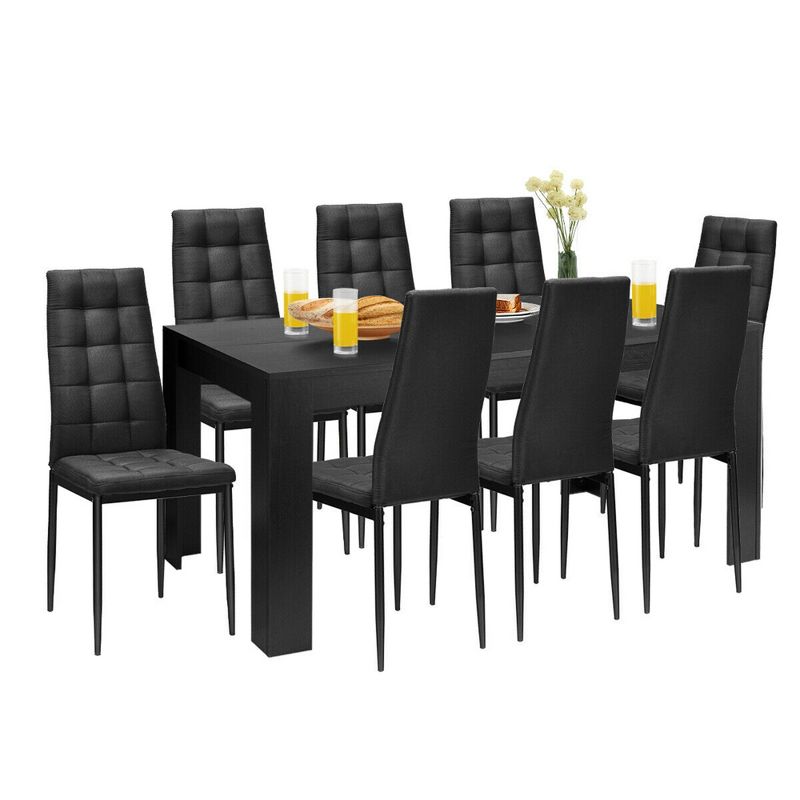 Costway 9pcs Dining Set Wood Table and 8 Fabric Chairs Home Kitchen Modern, 1 of 10