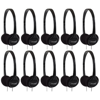 Koss KPH7 Lightweight Portable On-Ear Headphones Bundle (Black, 10-Pack)