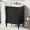 Gulches 24 in 18 in Undermount Rectangular Bathroom Sink in Black Solid Rubberwood MDF Ceramic with 3 Drawers Adjustable Shelf Metal Handles - 3 of 4