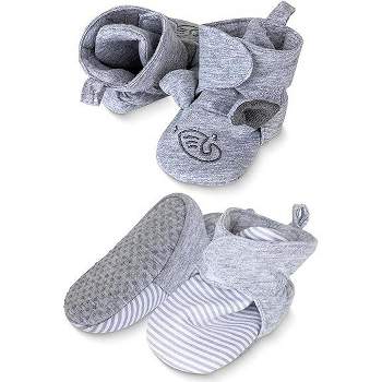 Rising Star Baby Girls & Boys Booties, Non Slip Grippers Slippers for Infants Ages 0-12 Months (Gray Elephant)