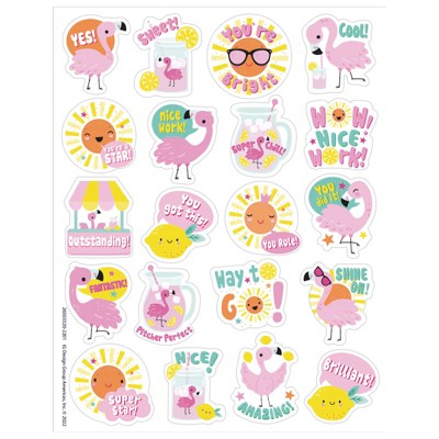 Eureka Flamingo Strawberry Lemonade Scented Stickers, Pack of 80 (Pack of 6)