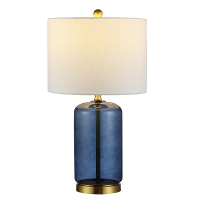 Novah Blue Glass 26-inch Table Lamp with White Drum Shade