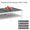 QingMoon Modern Coffee Table, Rectangle Glass Center Table, 2 Tier Tea Table with Tempered Glass Top and Wood Storage Shelf for Living Room, Office - 4 of 4
