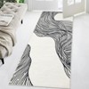 2 x 6 ft Polyester  Imitation Beige Black Rectangular Hallway Bathroom Entryway Kitchen Office Foldable Line Printed Modern Washable Area Rug - 3 of 4