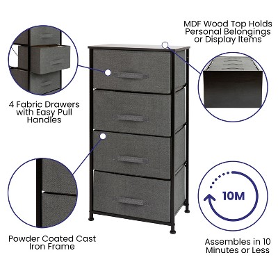 Emma 4-Drawer Black and Gray Vertical Storage Dresser
