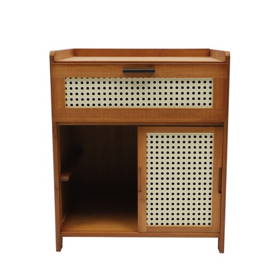 YIYIBYUS Bamboo Night Stand with Drawer and Shelf Boho Bedside Tables, End Table for Bedroom, Office