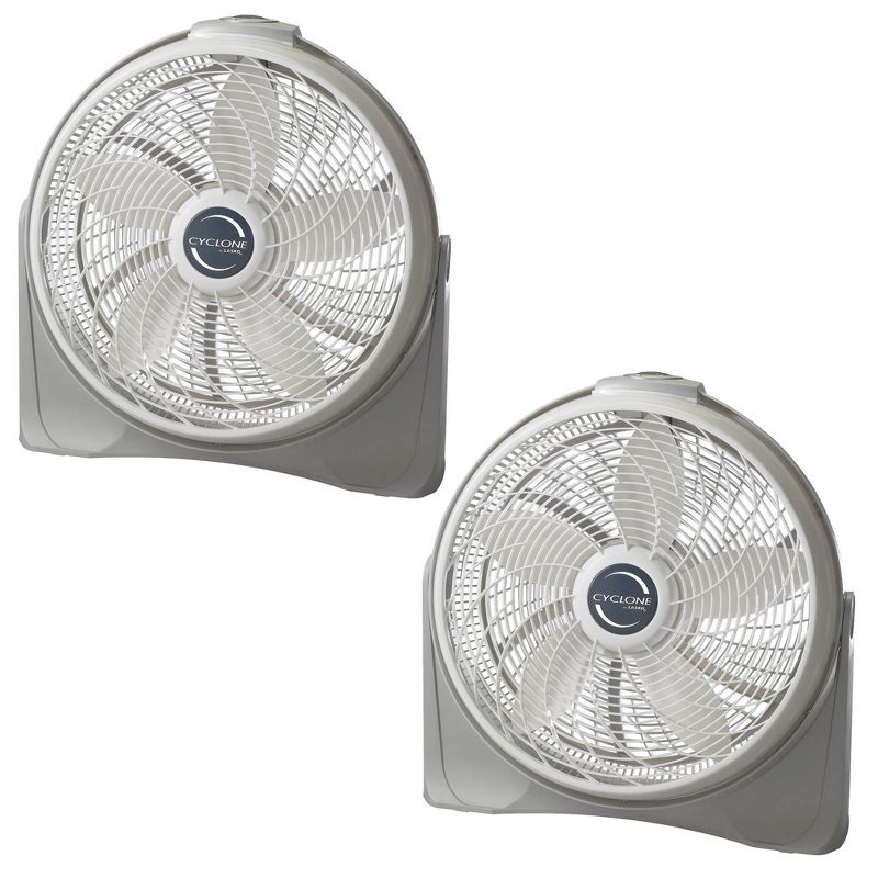 Lasko 20 Inch Cyclone Floor or Wall Mounted Pivoting Fan, White (2 Pack), 1 of 7
