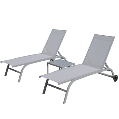 Maggift Patio Chaise Lounges Outdoor Lounger Sunbathe Chair with Arms, for Patio, Garden, Beach，Portable，Gray，60.51"*23.86"*40.16"