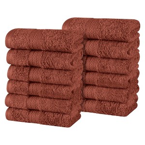 Cotton Plush Soft Highly-Absorbent Heavyweight Luxury Face Towel Washcloth Set of 12 by Blue Nile Mills - 1 of 4