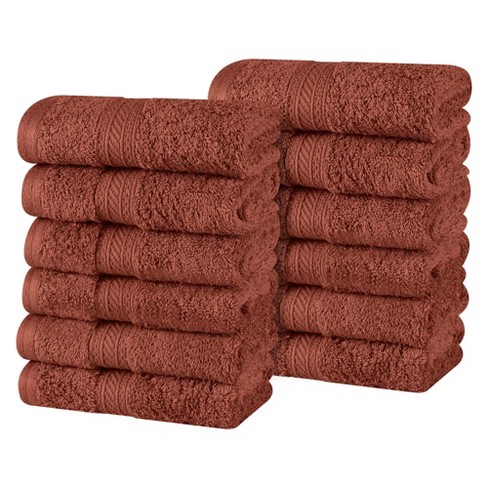 Cotton Plush Soft Highly-absorbent Heavyweight Luxury Face Towel Washcloth  Set Of 12, Hot Chocolate Brown - Blue Nile Mills : Target