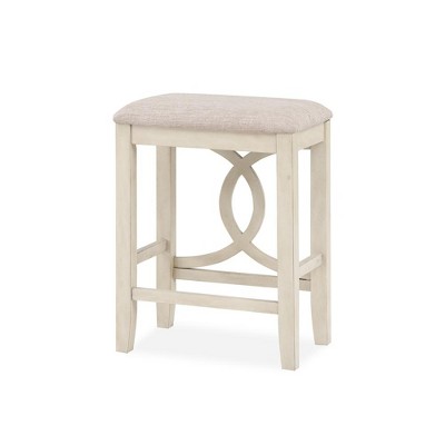 New Classic Furniture,Bella Wood Counter Stool With Fabric Seat In Bisque Beige (Set Of 2)
