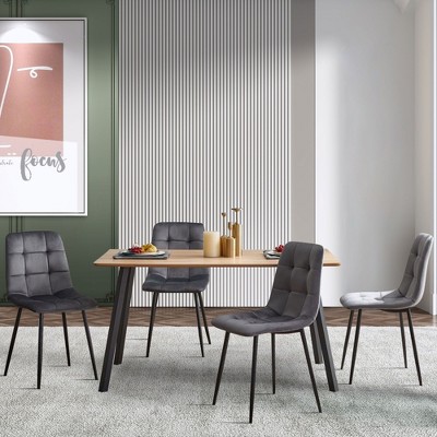NicBex Velvet Dining Chairs Set of 4,Armless Kitchen Chairs with Tufted Backrest and Black Metal Legs for Dining Room,Kitchen