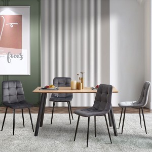NicBex Velvet Dining Chairs Set of 4,Armless Kitchen Chairs with Tufted Backrest and Black Metal Legs for Dining Room,Kitchen - 1 of 4