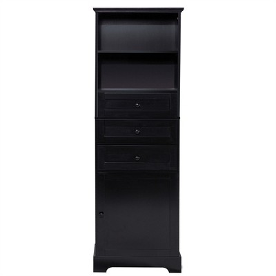 OUTSUPPLY Tall Storage Cabinet with 3 Drawers, Adjustable Shelves for Bathroom, Kitchen, Living Room