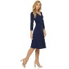 Rekucci Women's Slimming 3/4 Sleeve Fit and Flare Crossover Tummy Control Dress - 2 of 4