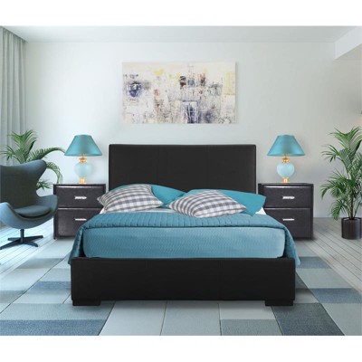 Camden Isle Black Faux Leather King Hindes Upholstered Platform Bed