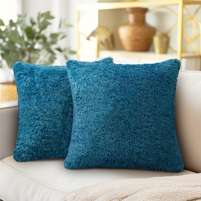 Piccocasa Sofa Couch Bed Chair Velvet Decors Luxury Euro Square Throw Pillow Cover Pale Blue 18 x 18