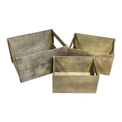 Essential Decor & Beyond 3-Piece Set Natural Wooden Crate Storage
