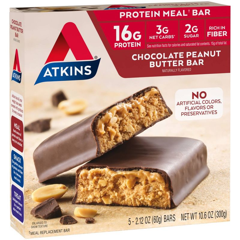 Atkins Chocolate Peanut Butter Meal Nutrition Bars, 3 of 8