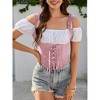 Women Costume Fake Two Piece Strappy Vintage Corset Vest Pirate Medieval Viking Steampunk Gothic Tank Top - 2 of 4