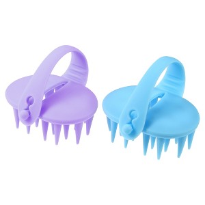Unique Bargains Portable Plastic Shampoo Massage Hair Brush with Handle 2 Pcs - 1 of 4