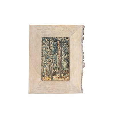 4x6 Photo Live Edge on Side Picture Frame Whitewash Wood with Glass Pane by Foreside Home & Garden