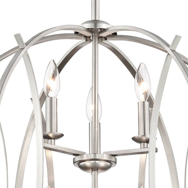 Possini Euro Design Spherical Brushed Nickel Large Chandelier 24" Wide Modern 6-Light Fixture for Dining Room House Foyer Kitchen Island Entryway Home, 4 of 11
